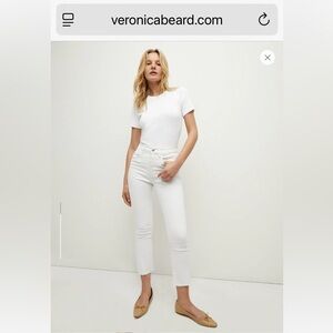 Veronica Beard Carly Kick Flare High Rise White Raw Hem Jeans. Size 31. Perfect!